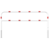 Access barriers | removable and revolving | with triangular locking mechanism | with quarter-bend bar | hot-dip galvanized and white coatedwith red reflecting stripes | total width: 2500 mm